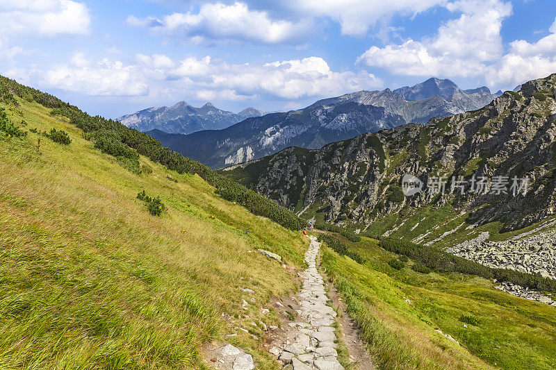 Tatra Mountains山腰上的小路